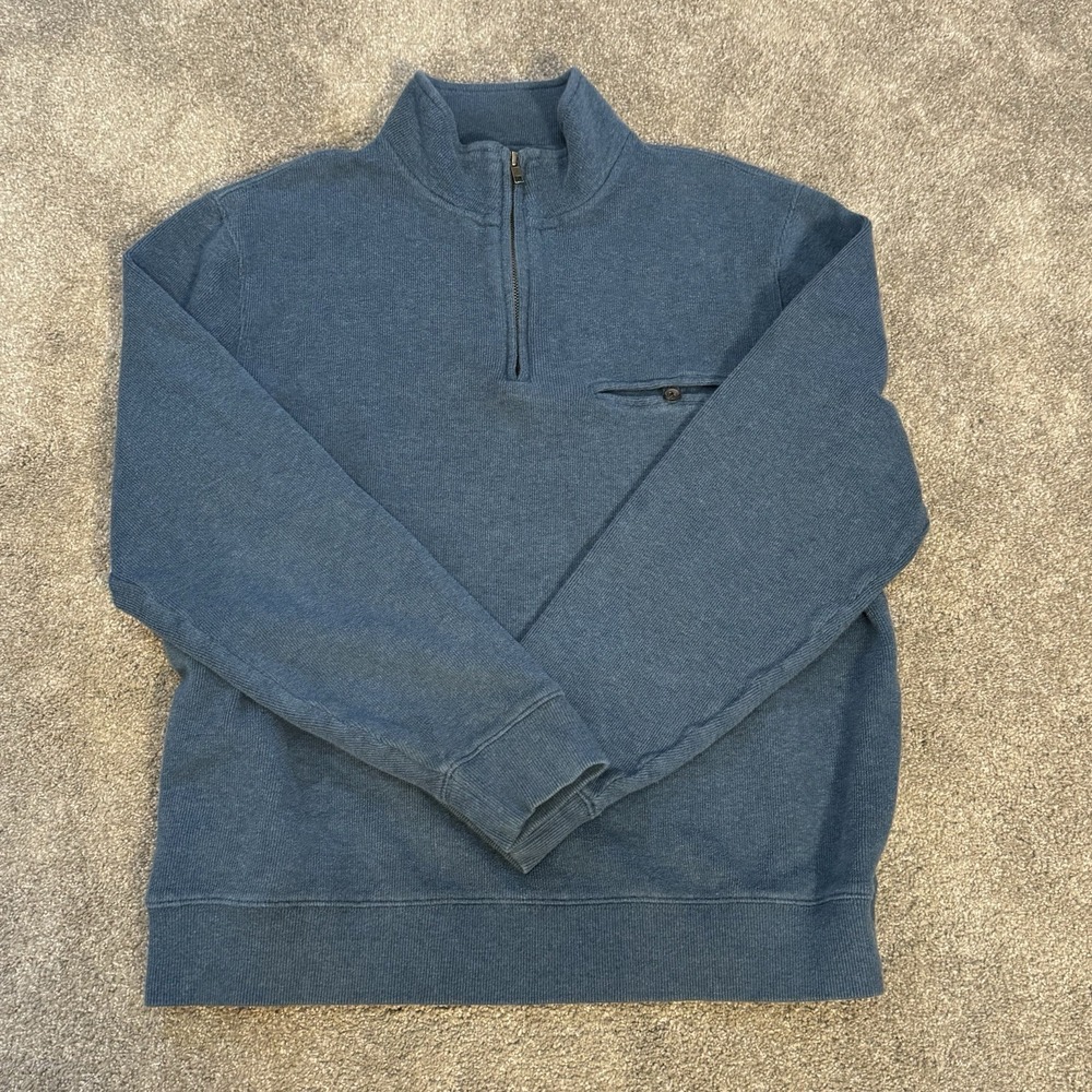 Pendleton Sweater Mens Large Quarter Zip Blue Pullover Outdoor Cotton‎